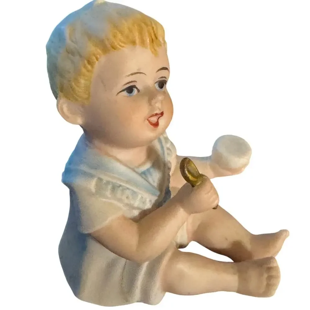 Vintage Crawling Piano‎ Baby Porcelain Bisque Baby Boy 4.75